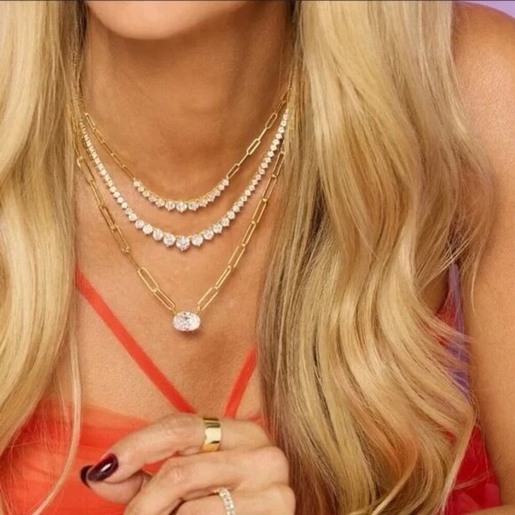 Melinda Maria Hello Gorgeous Samantha Chain Necklace Gold Tone NWT - Picture 2 of 6